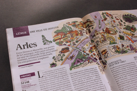 Zoom carte de Arles-illustration Léonore EQUOY. LPI n°381, 2021