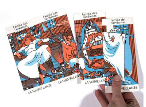 L'internat, jeu de 7 familles, sérigraphie, 2018, Léonore EQUOY