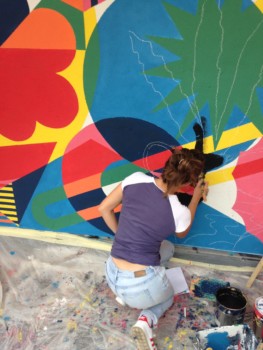 En pleine création, Fresque, collaboration Léonore Equoy et Alexis Grasset, Nimes, 2022