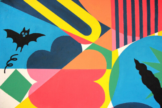 Detail, fresque, collaboration Léonore Equoy et Alexis Grasset, Nimes, 2022