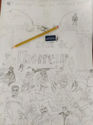 Croquis préparatoire final. Cinéma St Paul à Rezé