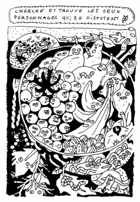 Cherche et trouve dans le fanzine chasse au trésors diffusé pendant le festival Fumetti 2022