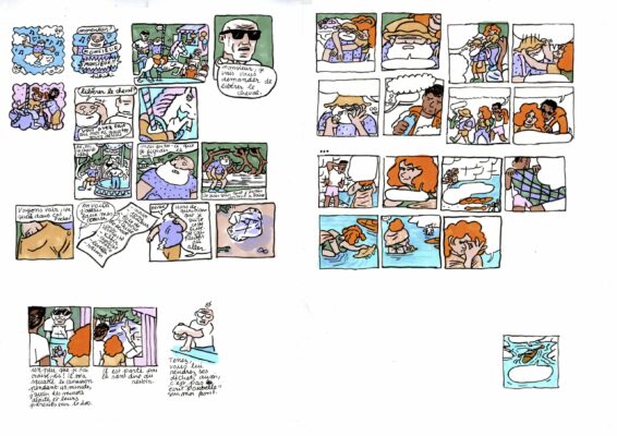 Marseille, mars 2025
Essais de pages bd à Pastré et place de Lenche